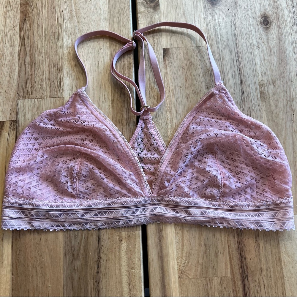 Madewell Pink Lace Triangle Bralette Size M